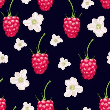 ahududu ve çiçek desen vektör illüstrasyon