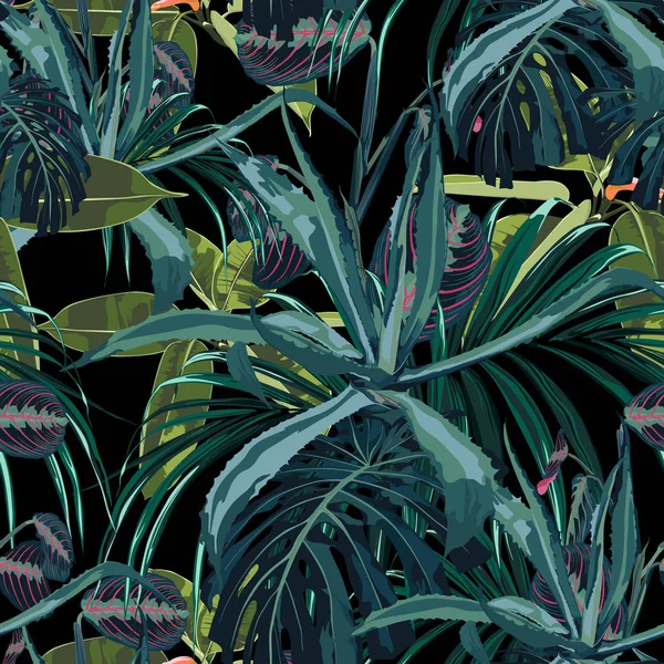 Ilustrasi Vektor Dari Pola Latar Belakang Flora Tropis - Stok Vektor