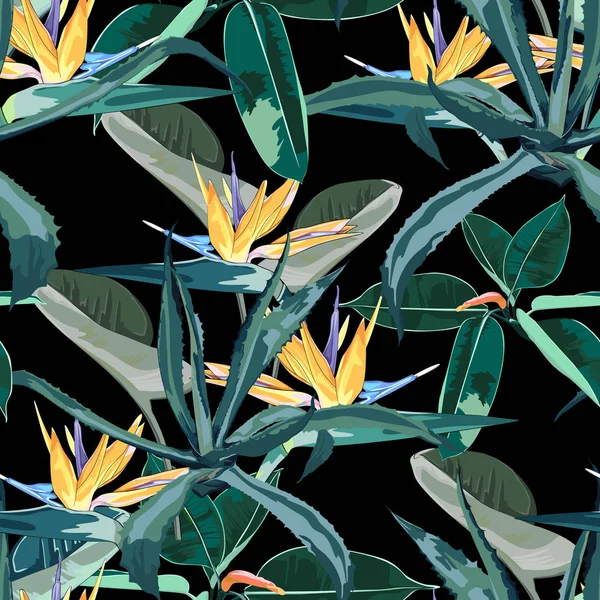 Векторная Иллюстрация Фона Тропического Цветочного Узора — стоковый вектор