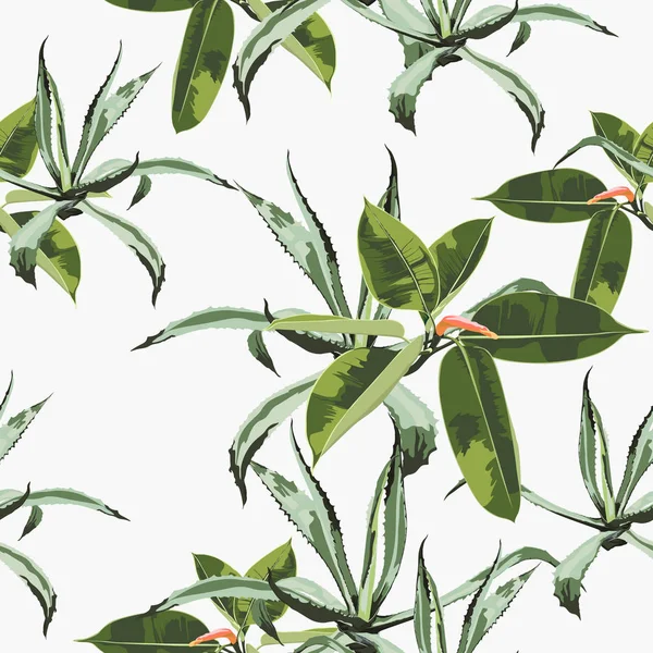 熱帯の花柄の背景のベクトルイラスト — ストックベクタ
