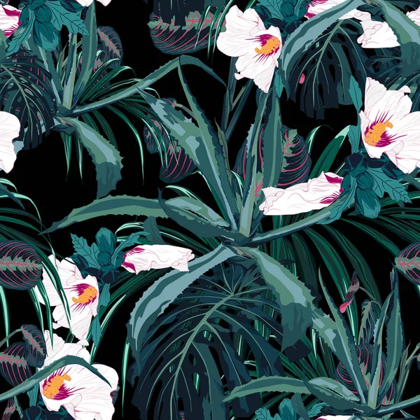 Ilustración Vectorial Fondo Patrón Floral Tropical — Archivo Imágenes Vectoriales