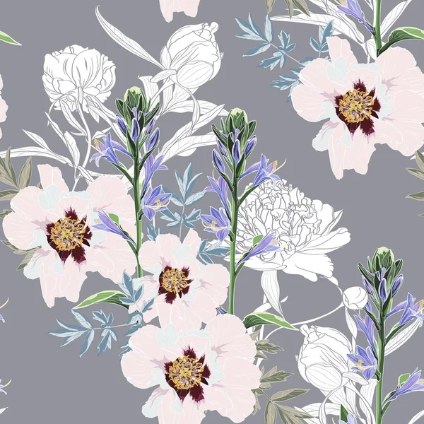 美しい花柄の背景のベクトルイラスト — ストックベクタ
