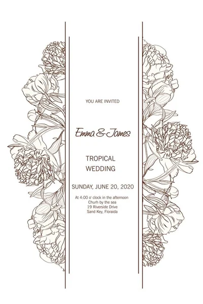 Vector Ilustración Hermoso Patrón Floral Tarjeta Invitación Boda — Vector de stock