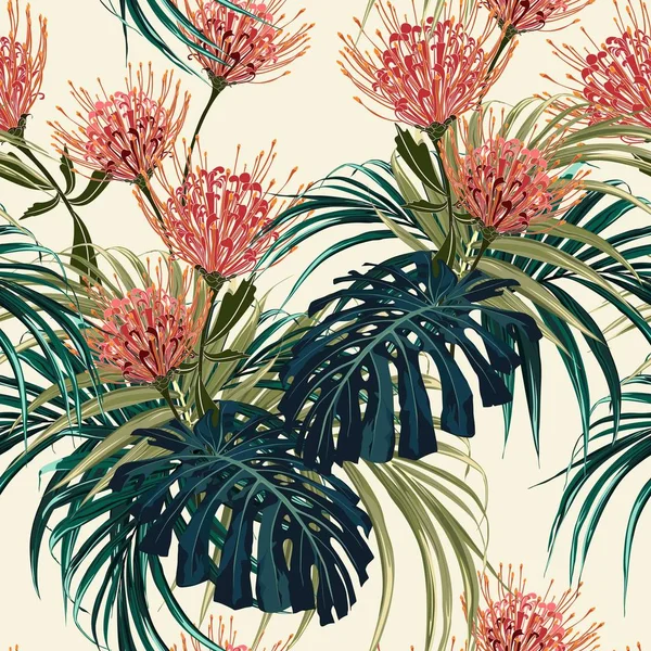 热带花卉图案背景的矢量插图 — 图库矢量图片