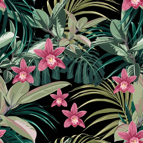 Ilustración Vectorial Fondo Patrón Floral Tropical — Vector de stock