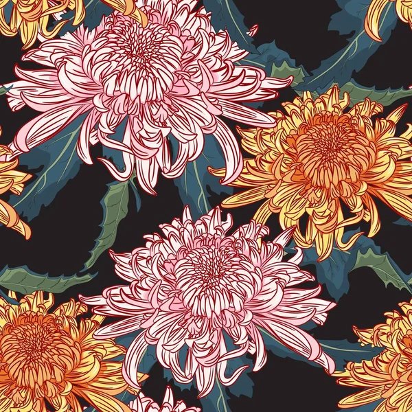 Vektor Illustration Der Schönen Chrysanthemen Muster Hintergrund — Stockvektor