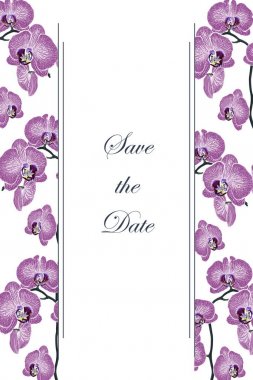 Hand drown orchid flowers seamless pattern. Repeating texture with violet flowers on black background. clipart