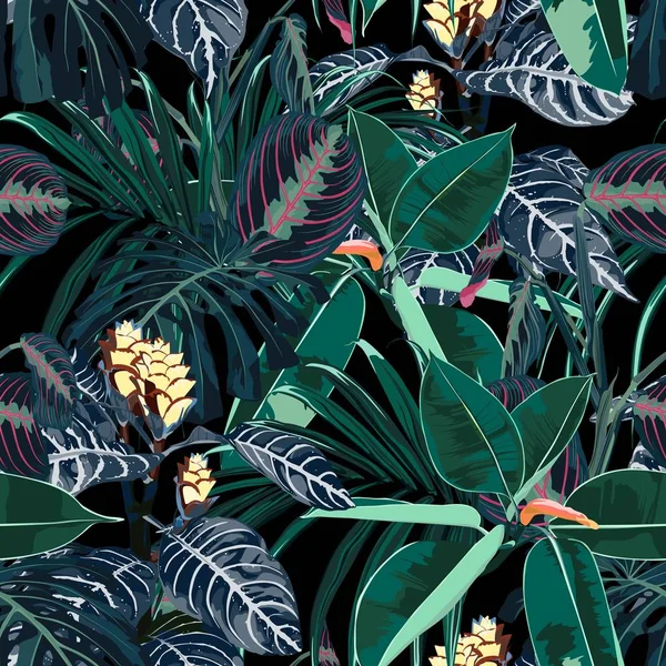 Hawaii Print Seamless Pattern Beautiful Artistic Summer Tropical Print Exotic — Stock Vector