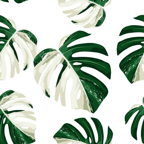 Природа Бесшовная Модель Ручной Рисунок Тропический Летний Фон Зеленые Листья — стоковый вектор