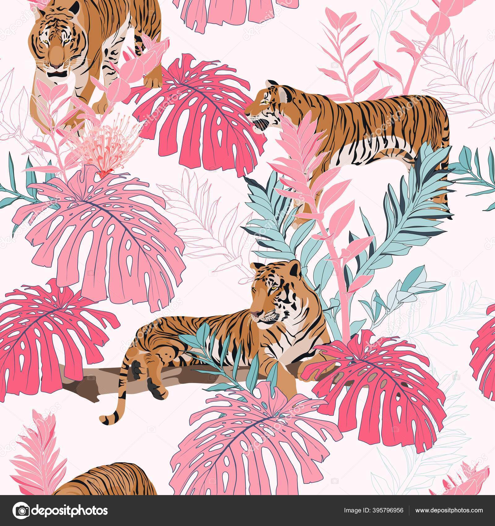 Pink Tiger Pattern Background Vector Rose Wild Animal Skin Texture Black  Stripes on Gradient Background Print Stock Vector  Illustration of  seamless black 236428220