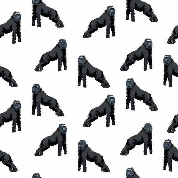 Maymun goril hayvanlarında kusursuz desen. Beyaz arkaplanda resim.