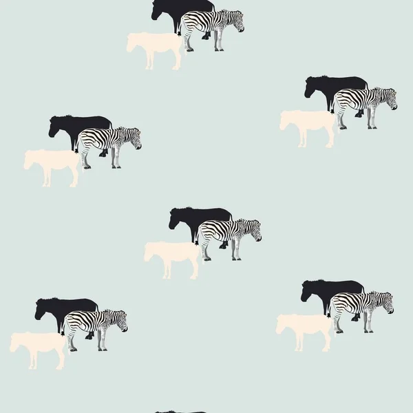 Zebra Lichte Vintage Achtergrond Naadloos Patroon Met Safari Dieren Silhouet — Stockvector