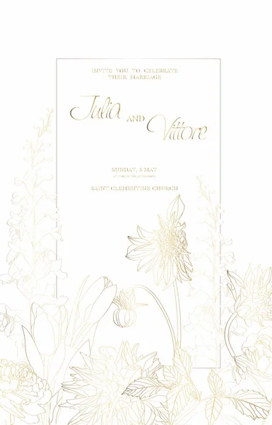 Luxo Natural Casamento Convidar Cartão Para Estações Verão Primavera Design — Vetor de Stock
