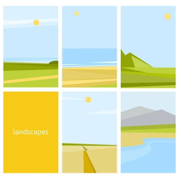 Ensemble de paysages . — Image vectorielle