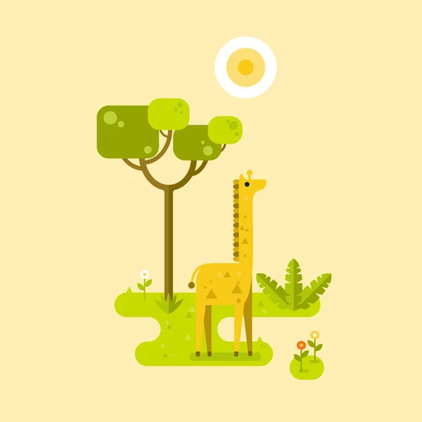 Giraffe s tropickým pozadím. — Stockový vektor