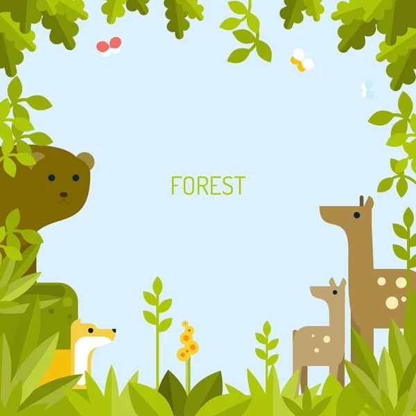 Hermoso fondo con animales del bosque . — Vector de stock