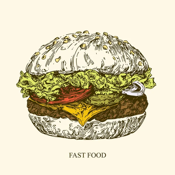 Fast Food. Burger. Vektorillustration. — Stockvektor