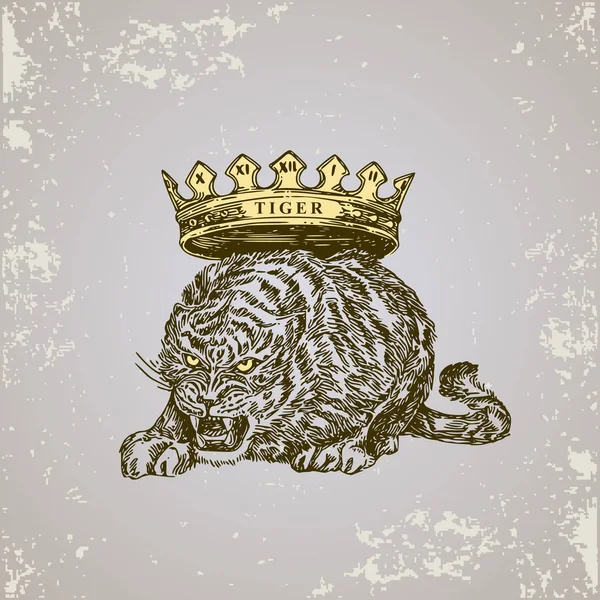 Čínský horoskop. Tiger. Náčrt tetování. — Stockový vektor