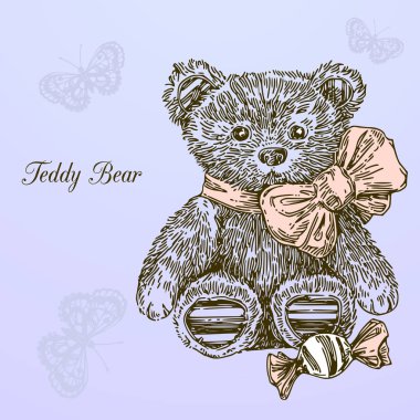 Yay ve şekerli oyuncak ayı. Vintage tarzı.