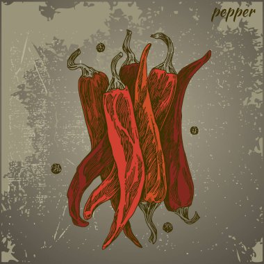 Kırmızı biber ile Vintage arka plan. Renk