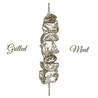 Bir şiş üzerinde lezzetli ızgara et. 