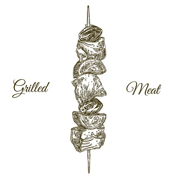 Bir şiş üzerinde lezzetli ızgara et. 