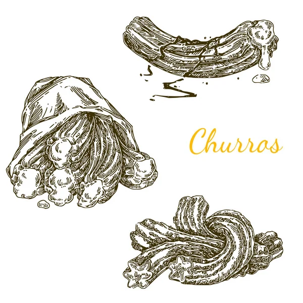 Set heerlijke churros. — Stockvector