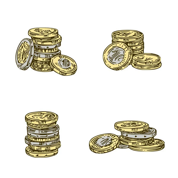 Set de monede stivă . — Vector de stoc