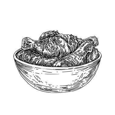 Kızarmış tavuk bacakları ile Tabak. 