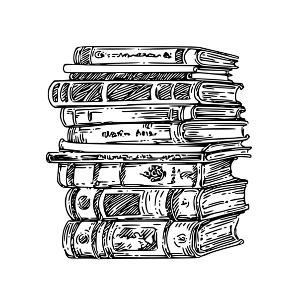 Pile of old books. Vintage style. — Stock Vector