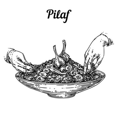 Pilav yemek. 