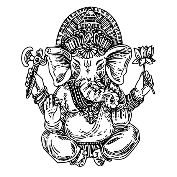 Lord Ganesha, elefant. Gud religion hinduism. — Stock vektor