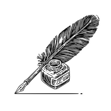 Mürekkep kuyusu ile Vintage mürekkep li kalem.