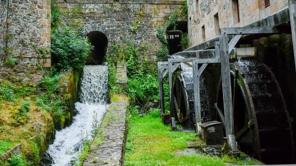 Ancient water mill in Fougeres castle. French Brittany.
