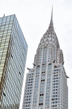 New York, ABD, 2 Eylül 2017: New York'taki Chrysler binasının dış detayları. 1931 yılında inşa edilmiş ve Empire State Binası önce dünyanın en yüksek binası oldu