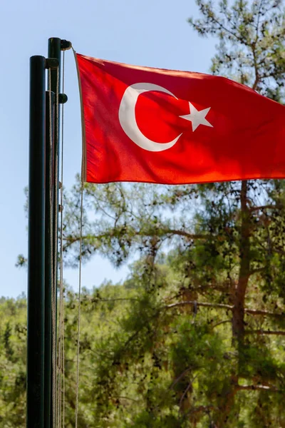 Bandera Nacional Turquía Contra Cielo —  Fotos de Stock