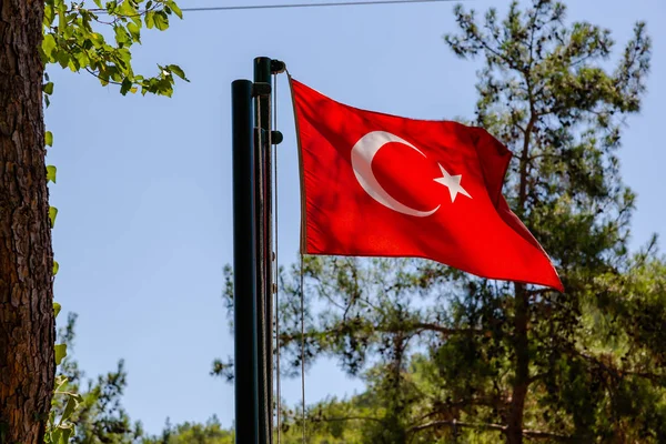 Nationale Vlag Van Turkije Tegen Hemel — Stockfoto