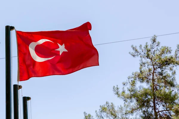Bandiera Nazionale Della Turchia Contro Cielo — Foto Stock