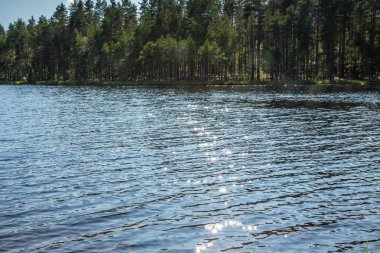 Güneş, sudaki yıldızlar şeklinde parlar. Soyut arka plan