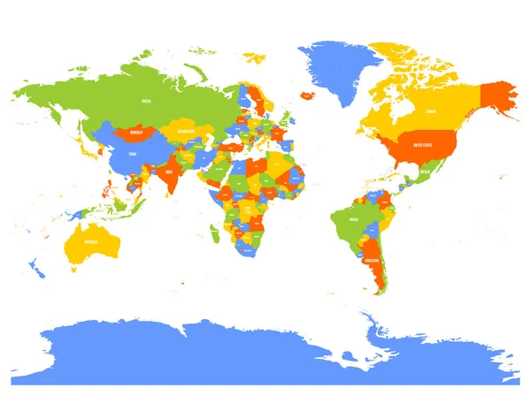Vízszintesen tükrözött világ politikai térképét. Tükörképe. Vektoros illusztráció — Stock Vector