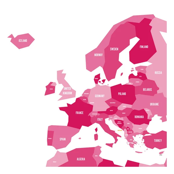 ピンク色のヨーロッパの非常に単純な地理的政治地図 単純な幾何学的ベクトル図 — ストックベクタ
