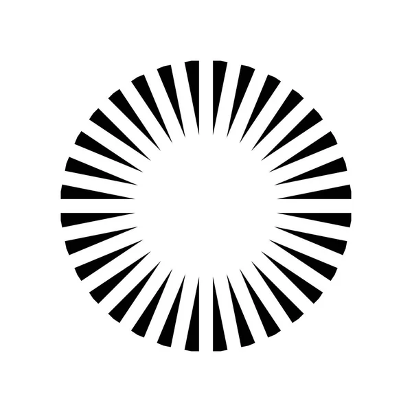 Basit yuvarlak güneş ışığı sembolü. Radyal patlama. Siyah vektör illüstrasyonu — Stok Vektör