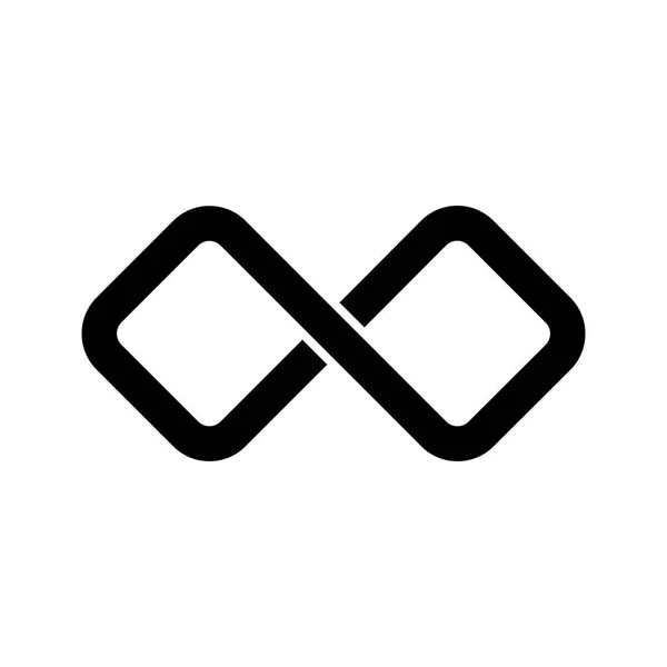 Schwarzes Symbol der Unendlichkeit. Rechteckige Form mit abgerundeten Kanten. Einfaches flaches Vektordesign-Element — Stockvektor