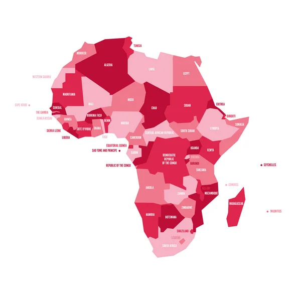 Nagyon egyszerűsített vektor infografikai politikai térkép Afrika — Stock Vector