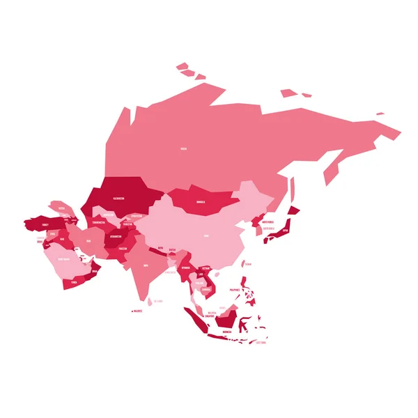 Carte politique vectorielle infographique très simplifiée de l'Asie — Image vectorielle