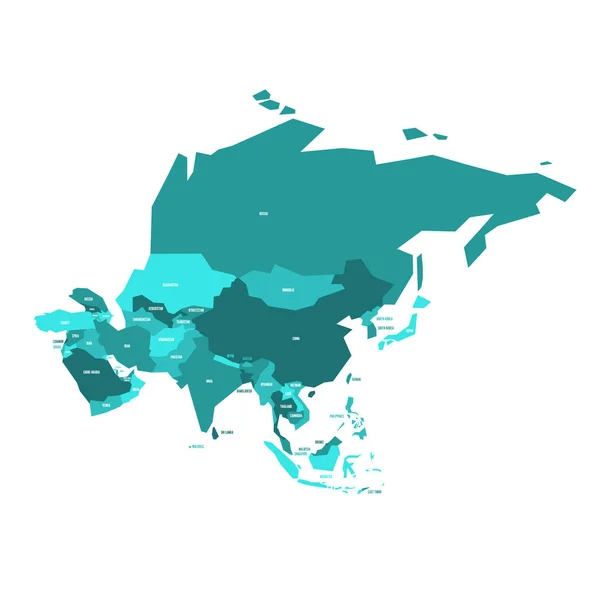 Carte politique vectorielle infographique très simplifiée de l'Asie — Image vectorielle