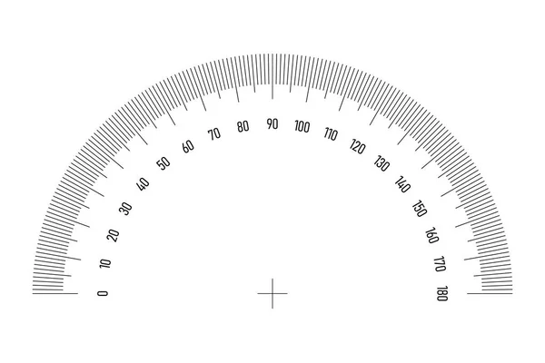 Úhloměr mřížka pro měření úhlu nebo náklonu. 180 stupňů stupnice. Jednoduché vektorové ilustrace — Stockový vektor
