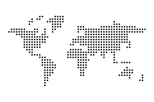 Tečkovaný mapa světa. Jednoduchý plochý vektorové ilustrace — Stockový vektor