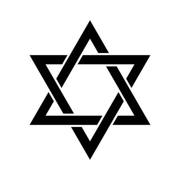 ダビデの星。六芒星の印。ユダヤ人のアイデンティティとユダヤ教のシンボル。シンプルなフラット ブラック イラスト — ストックベクタ