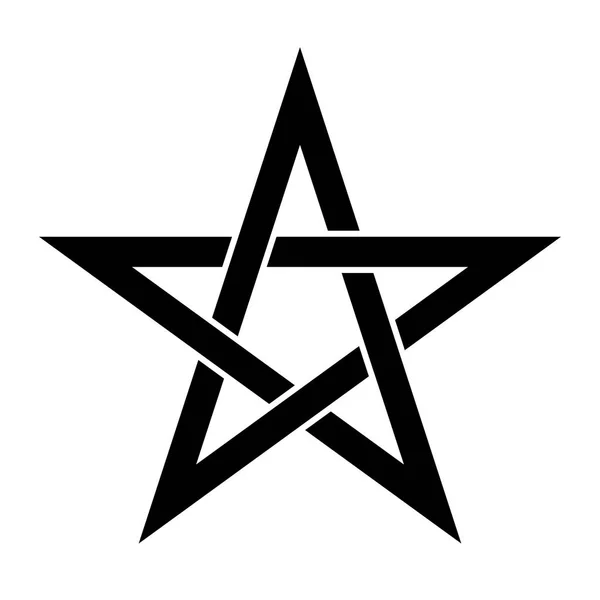 Sinal de pentagrama - estrela de cinco pontas. Símbolo mágico da fé. Simples plana ilustração preta — Vetor de Stock